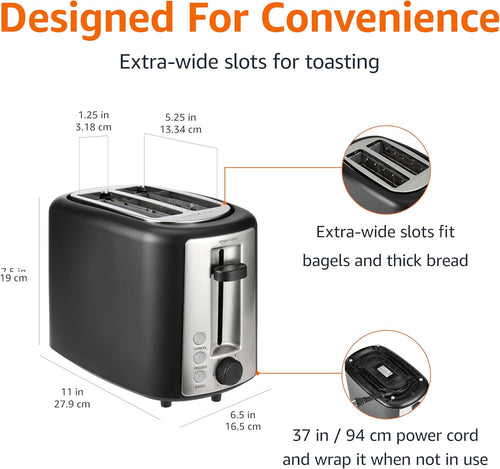 Basics 2 Slice Toaster, With 6 Browning Settings
