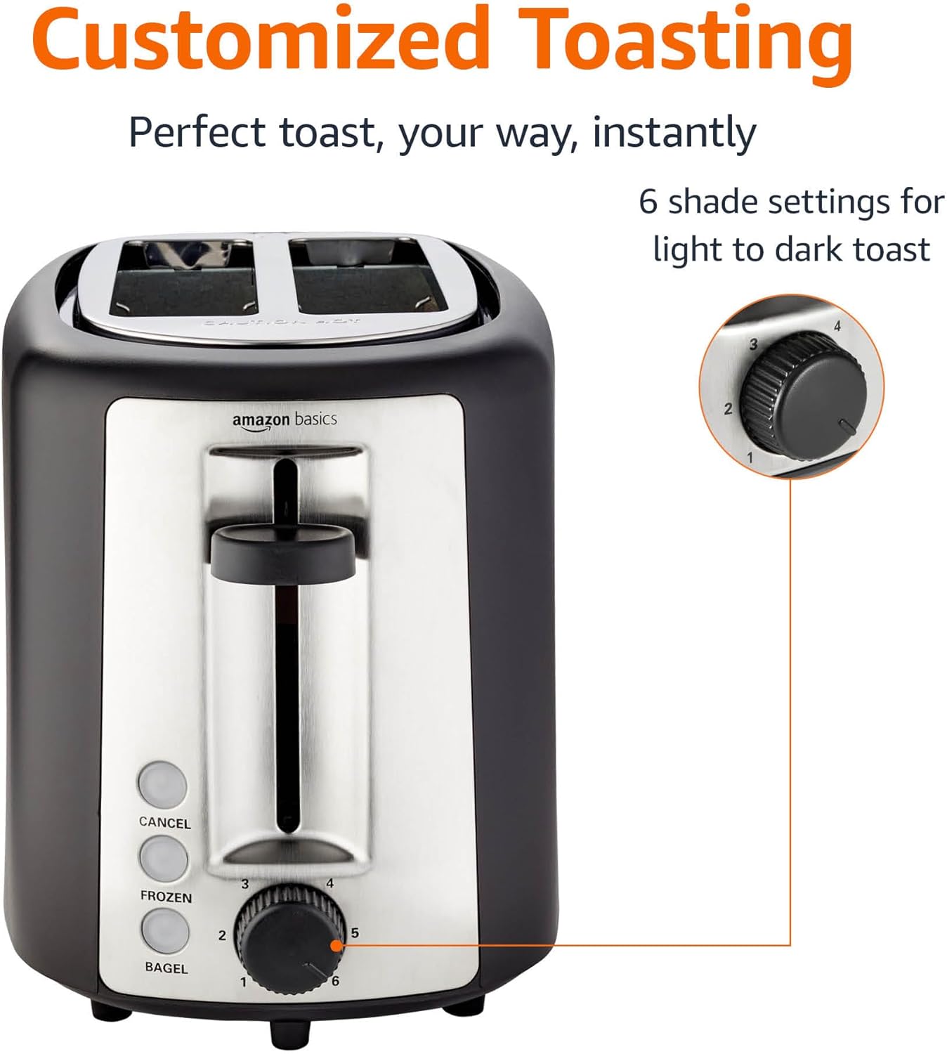 Basics 2 Slice Toaster, With 6 Browning Settings