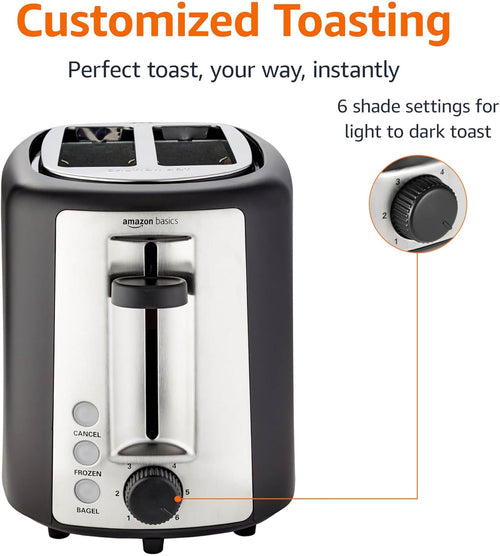 Basics 2 Slice Toaster, With 6 Browning Settings